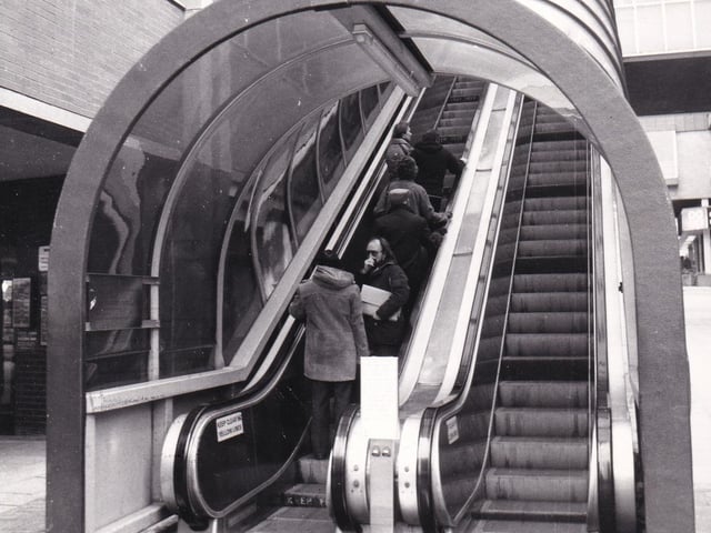 One doing up and one coming down. Do you remember the escalators on Boar Lane?