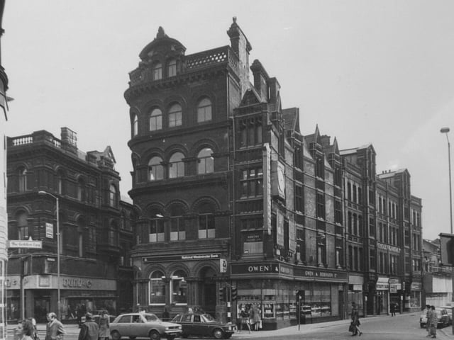 Pictured is the National Westminster bank and Trevelyan Chambers in March 1974.