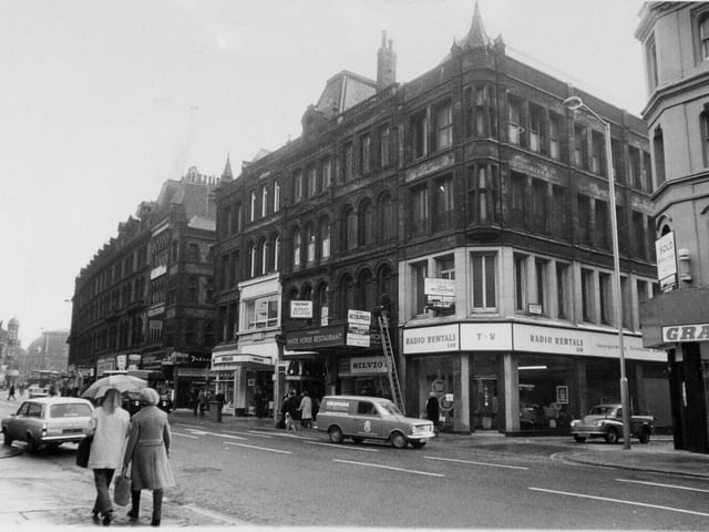 A view looking towards Briggate in January 1974.