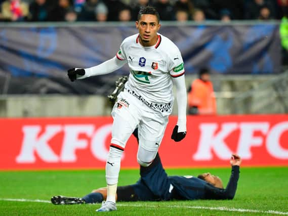 Raphinha has progressed his way up the ranks with Vitoria Guimaraes, Sporting Lisbon and then Rennes. Photo by SEBASTIEN BOZON/AFP via Getty Images.