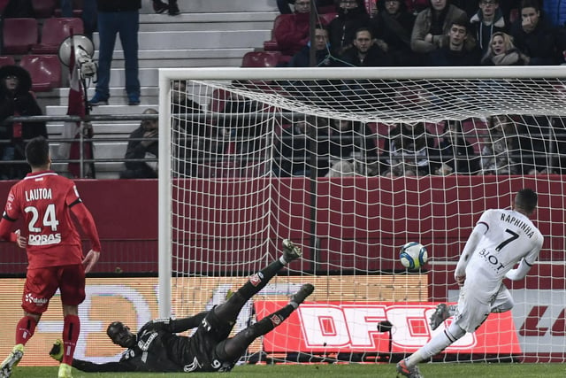 BACK OF THE NET: Scoring for Rennes against Dijon in November 2019. Photo by JEFF PACHOUD/AFP via Getty Images.