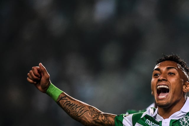 DELIGHT: Celebrating scoring for Sporting Lisbon against CD Santa Clara in March 2019. Photo by PATRICIA DE MELO MOREIRA/AFP via Getty Images.