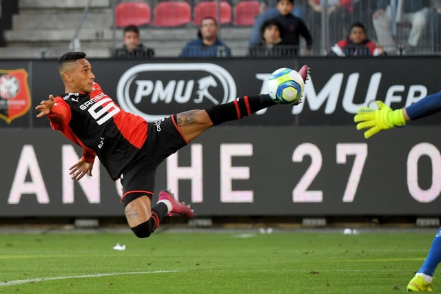 ACROBATICS: In action for new club Rennes against Reims in September 2019. Photo by LOIC VENANCE/AFP via Getty Images.