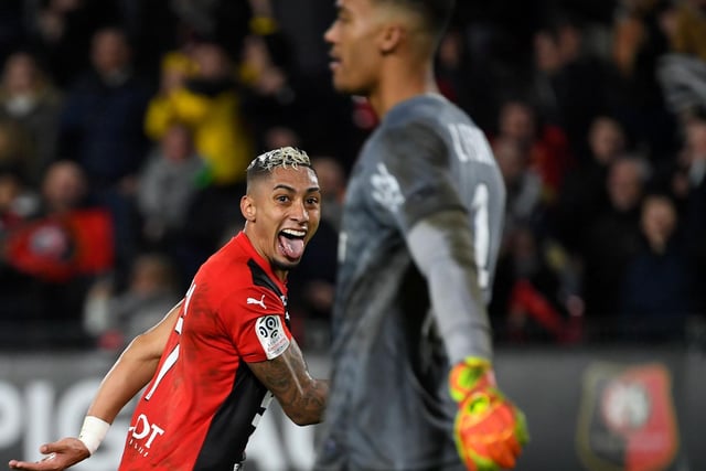 HAVE THAT! Netting against FC Nantes for a match-winning brace in January 2020. Photo by DAMIEN MEYER/AFP via Getty Images.