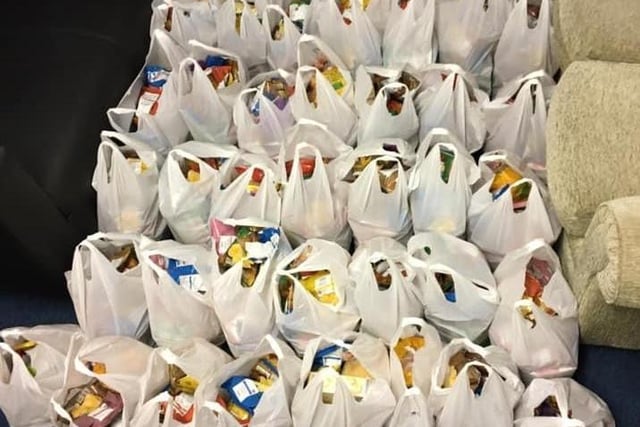 Bags of food parcels by Charter House Burnley