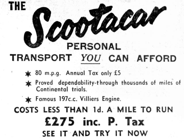 It was powered by petroil  with a recommended ratio of 20-1; and boasted Lockheed hydraulic foot brakes on the front wheels and a cable-operated hand brake on the rear wheel.