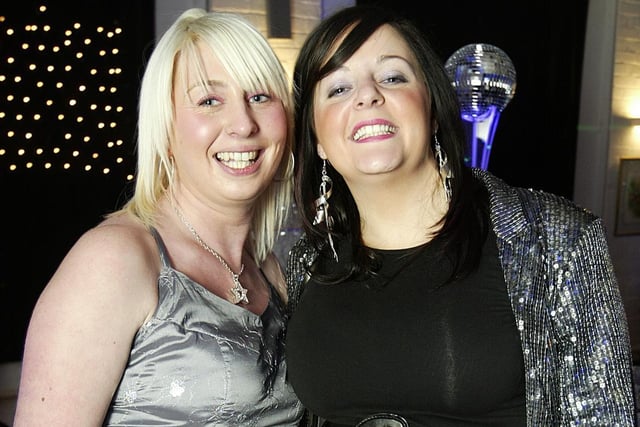 Emma Young (left) and Jody Titheridge at the Avocet Hardware Christmas party back in 2009.