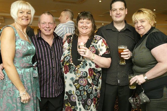 Janet Halmshaw, Kevin Wallace, Stacey Pedder, Rob Ashcroft and Mandy Taylor, from Thorpe House Nursing Home at a Christmas party in 2007.