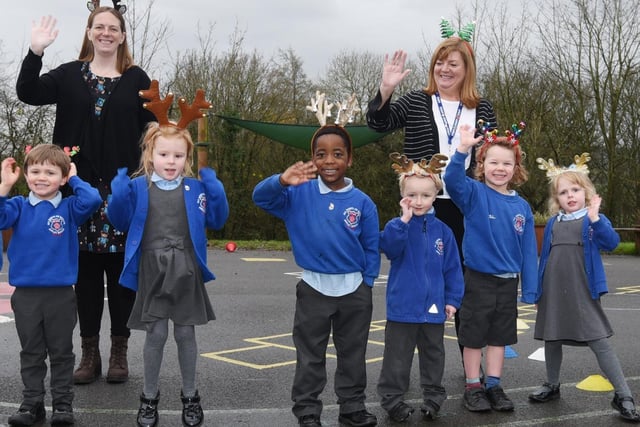 Staff and pupils take part in the Reindeer run