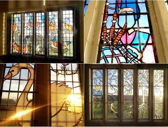 Stunning images on the windows at Leeds Temple Newsam House