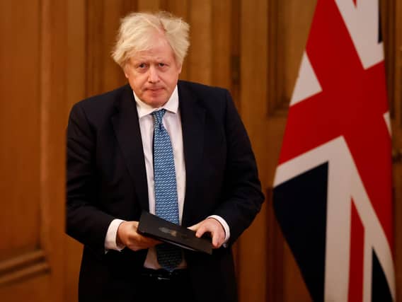 Prime Minister Boris Johnson arrives for a media briefing on coronavirus (COVID-19) in Downing Street, London. Photo: PA
