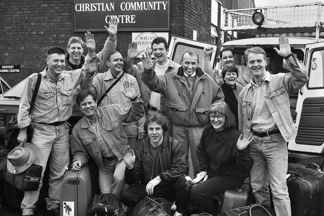 11th January 1994 - Members of the International Christian Community Centre, Wigan, ready to set off on a mercy mission to rebuild and restructure a rundown orphanage in the Philippines.