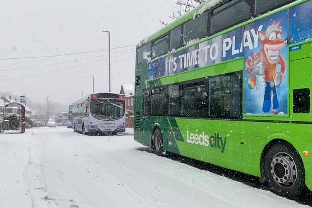 Meanwhile 10 buses got stuck on the same road in Kirkstall