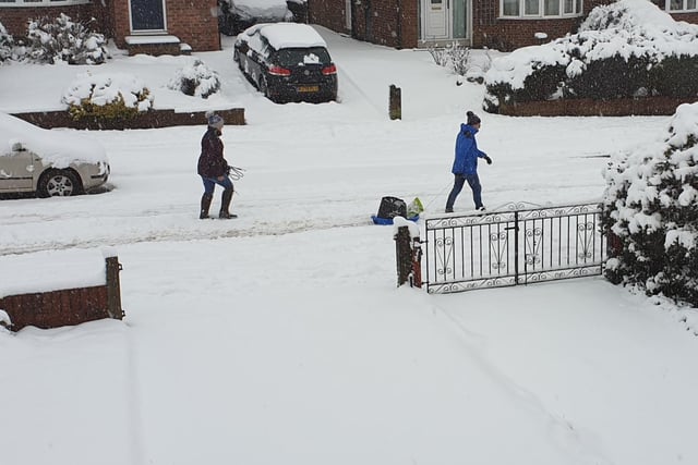 This man in Cookridge had a great idea - to use a sledge to carry his shopping home!