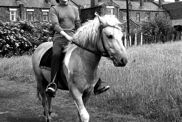 A horse rider taking in the Wigan views in the summer of 1969