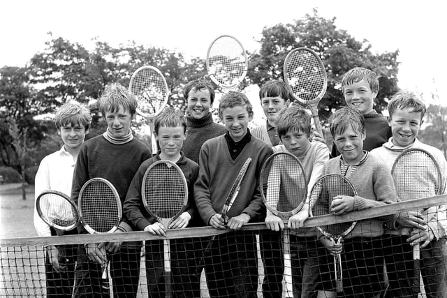 Young tennis players gather for a photo in Wigan in 1969