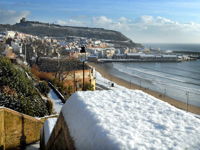 Scarborough shining in the morning winter sunshine, 100780b.