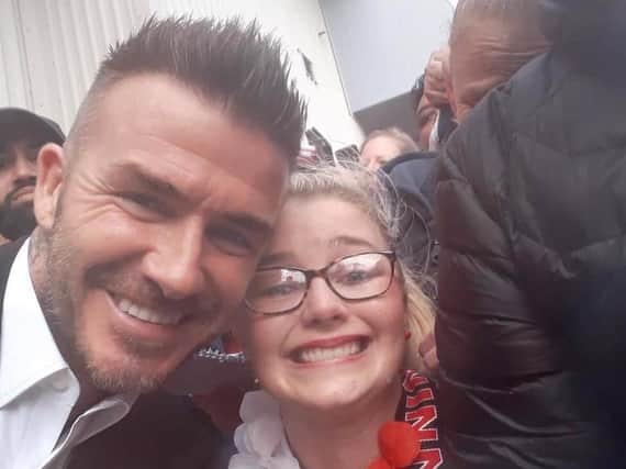 Anna Louise White sent in a selfie with David Beckham.