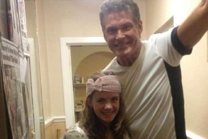 Elaine Pilling's daughter met actor David Hasselhoff at a pantomime in Manchester.