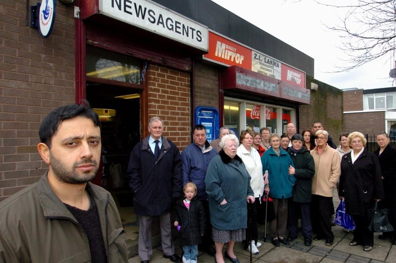 March 2006 and pictured is Zabia Lakha pictured outside his newsagents on Hunslet Hall Road with customers.