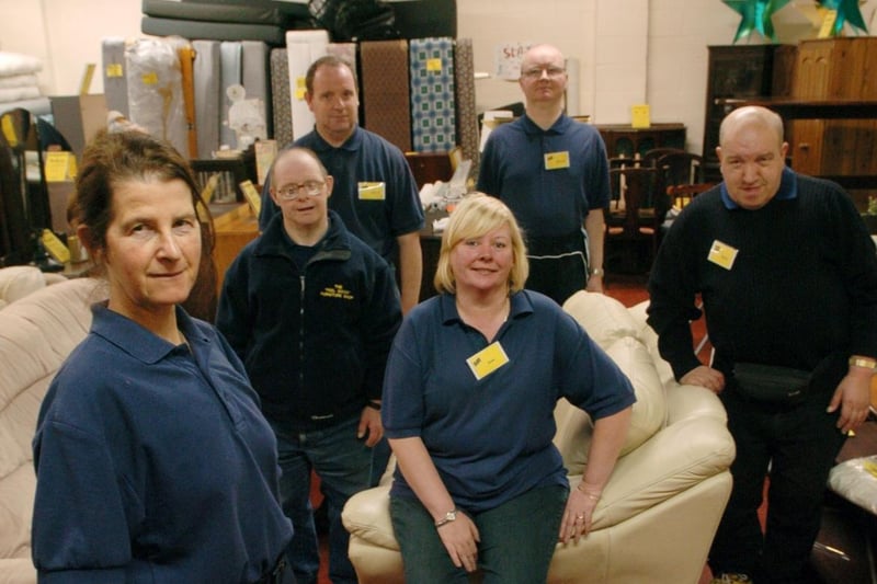 Staff at Slate Furniture store in Hunslet. Pictured, from left, are Frances Jones, Graham Peel, Chris Boland, Jane Eastwood, Chris Hill and Brian Richardson.