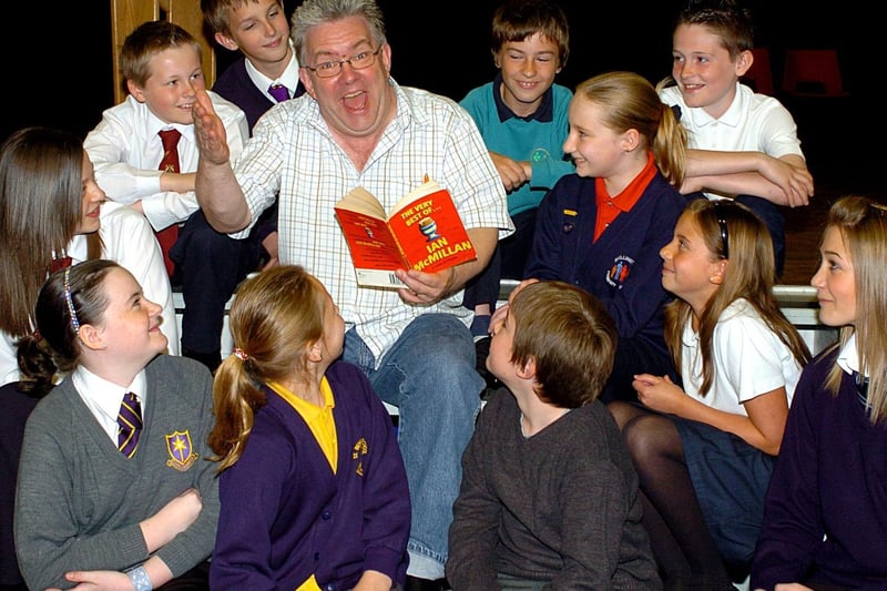 April 2007 and poet Ian McMillan visit Garforth Community College to read to local school children.