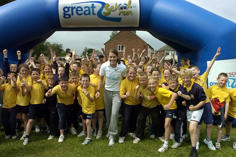 June 2007 Olympic and Commonwealth medalist Kelly Sotherton joined pupils at Strawberry Fields Primary in the Tesco Great School Run.