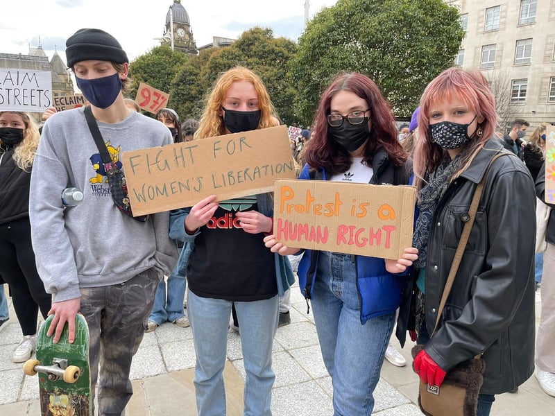 The hundreds who had gathered in Leeds city centre tonight were encouraged by speakers to lay on the ground to remember women whose lives had been lost due to violence.