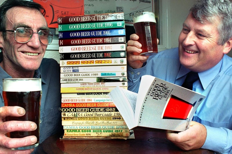 Landlord Alan Wright ,(left), celebrates the Empress Hotel's 25th appearance in the CAMRA Good Beer Guide, 1997, with CAMRA West Pennine Regional Director Ray Jackson. Picture from