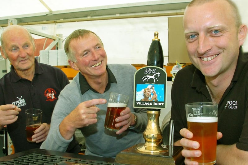 Blackpool Cricket Club Beer Festival 2011. 'Don't look at the pump name Andy!' From left, Alan Cross (Camra), Peter Campbell (Cricket Club bars manager) and barman Andy Armstrong.