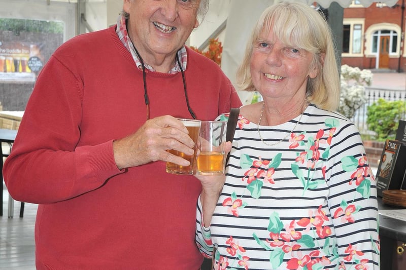 The Saddle pub beer festival in Marton. Alan and Marian Doggart from Blackpool Fylde and Wyre CAMRA.