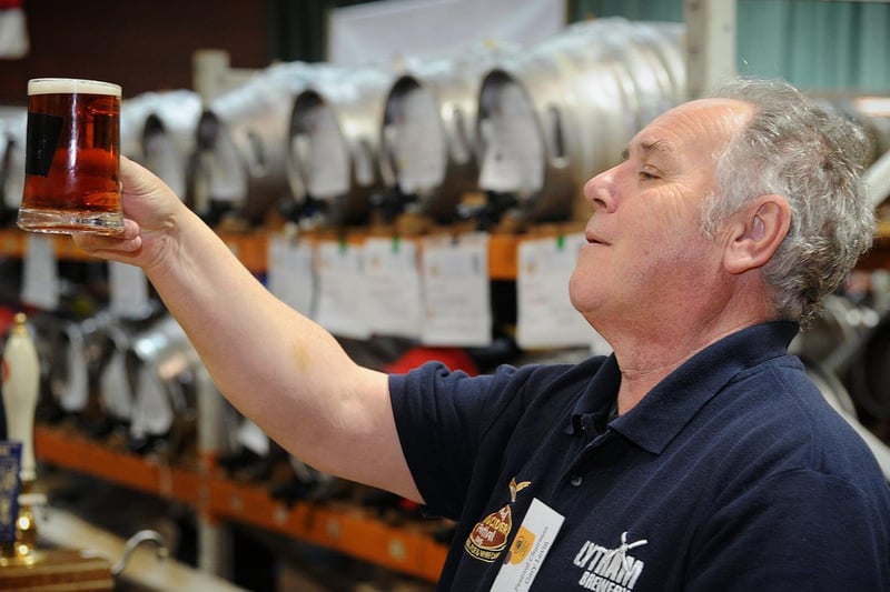 Fleetwood Marine Hall hosted the 36th CAMRA real ale and cider festival.
Festival Chairman Gary Levin checks a brew for clarity