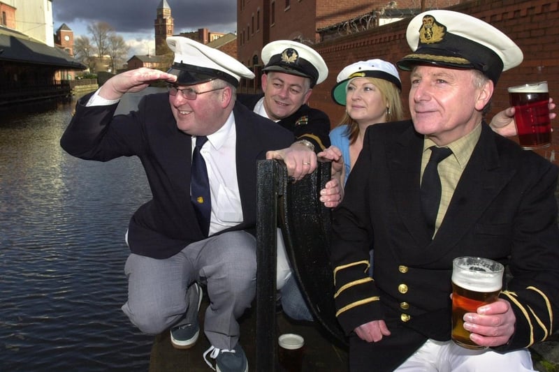 2005 CAMRA members, from left, organisers Brian Gleave, Dean McDonald, Debbie Collier and beer manager Dave Hughes, set for 'The End of the Pier' the 18th annual Wigan Beer Festival.