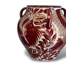 Rare three-handled Eagle Vase by famed potter William De Morgan