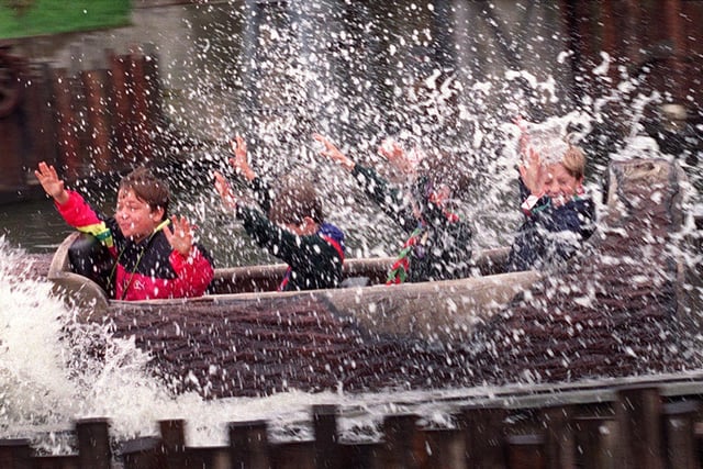 In this picture a group of scouts from Preston enjoy the log flume on their day out in 1992