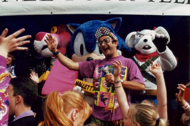One of many celebrities to visit Frontierland over the years was Timmy Mallett. He is shown here along with the Pink Panther, Sonic the Hedgehog and Danger Mouse