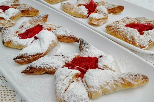 Rhubarb and custard pinwheels