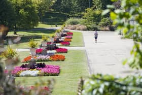 A lone walker in Sheffield as temperatures in parts of Yorkshire hit all-time record highs, with some areas experiencing temperatures of more than 40C (104F).