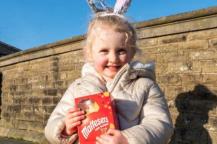 This youngster was all smiles after receiving her Easter egg