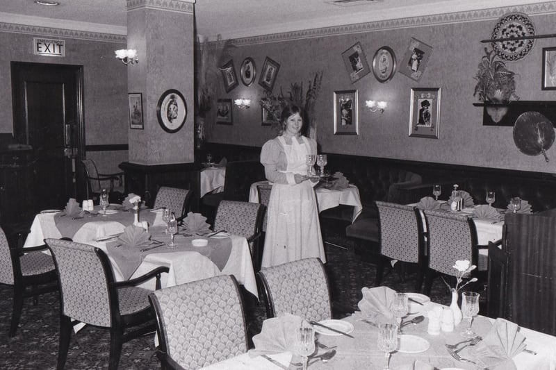 This is Starlets restaurant at the Merrion Hotel pictured in January 1986. It had become a popualkr addition to the city's wining and dining scene since it was launched by comedian Ken Dodd in March 1984.