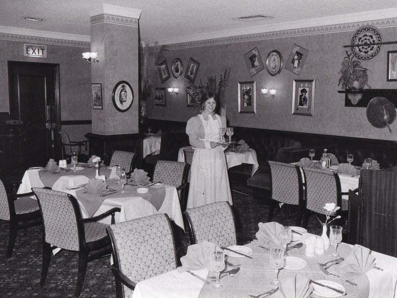 This is Starlets restaurant at the Merrion Hotel pictured in January 1986. It had become a popualkr addition to the city's wining and dining scene since it was launched by comedian Ken Dodd in March 1984.
