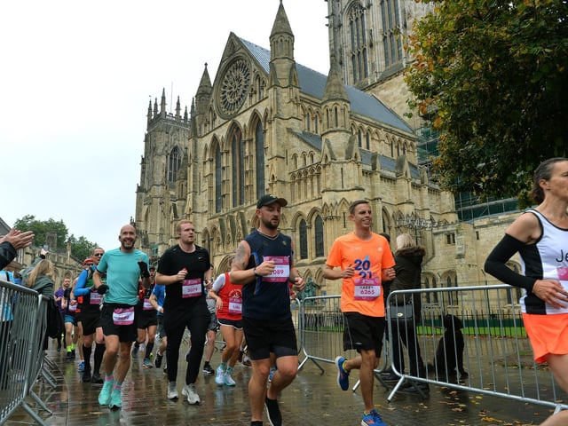 Runners in the city centre