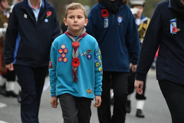 14th November 2021
Service of Remembrance at the War Memorial, Harrogate.
Pictured a young beaver on parade at the service.
Picture Gerard Binks