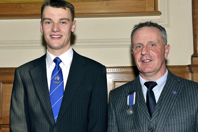 2013 Kelso laddie Calum Thomson with silver jubilee laddie Steven Dickson.