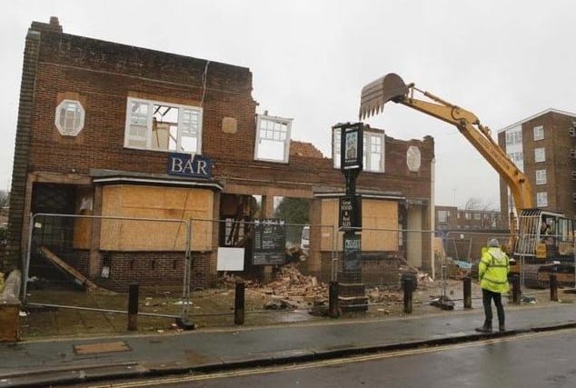 Work to demolish the Jolly Brewers began in 2014, the year it closed