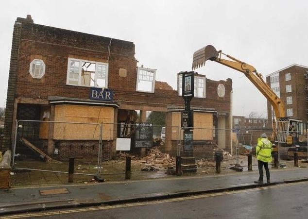 Work to demolish the Jolly Brewers began in 2014, the year it closed