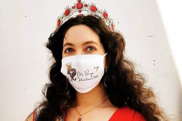 Lizzie Fowler from Hastings' mask is personalised with her pageant title