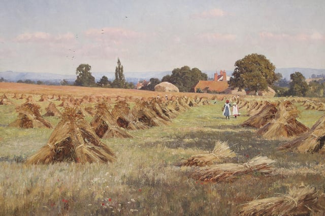 Cornfields at Fittleworth, a signed oil on canvas  from 1919 by Edward Wilkins Waite, priced at £12,000 with Burlington