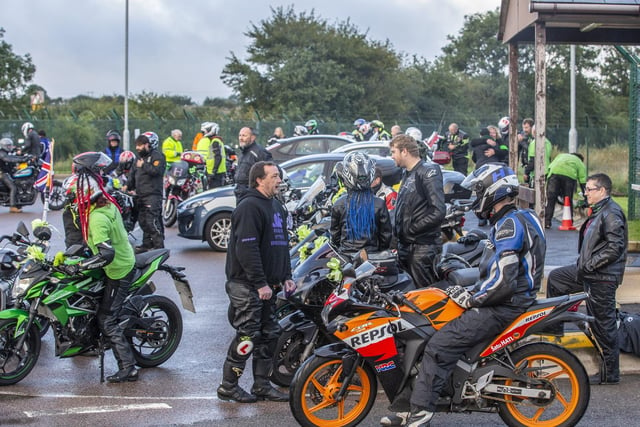 Many bikers stopped at RAF Croughton for the candle-lit vigil for Harry Dunn