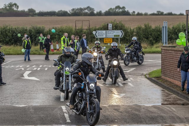 Many bikers stopped at RAF Croughton for the candle-lit vigil for Harry Dunn